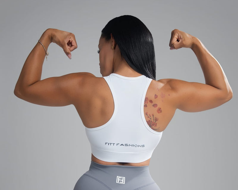 Racerback Sport Bras and Fit Gym -White