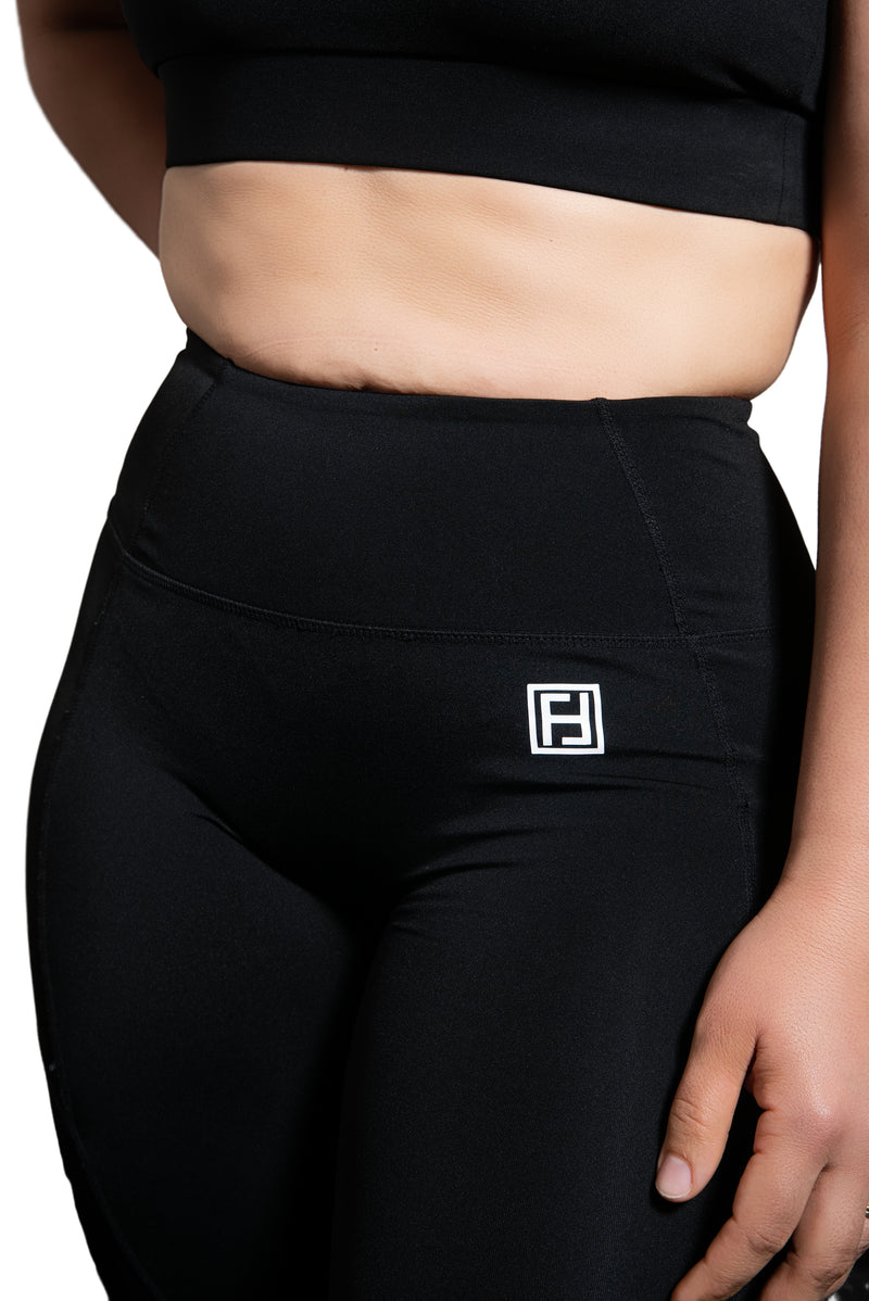 Ladies High Waisted Leggings - Black