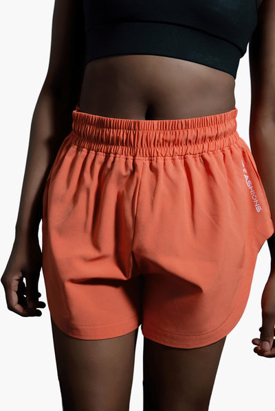 Sport Women's Elastic Waistband Scallop Shorts - Orange