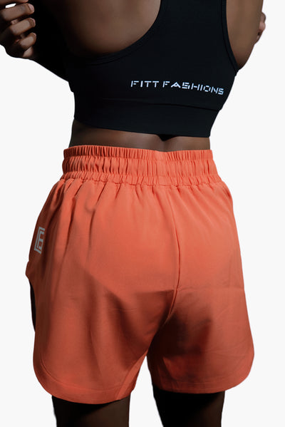 Sport Women's Elastic Waistband Scallop Shorts - Orange