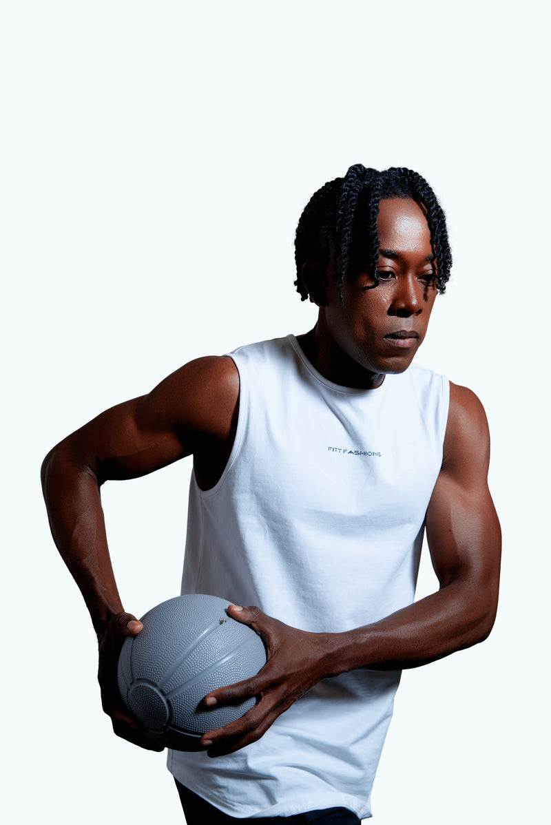 Tank Tops Breathable Workout Muscle Sleeveless - White