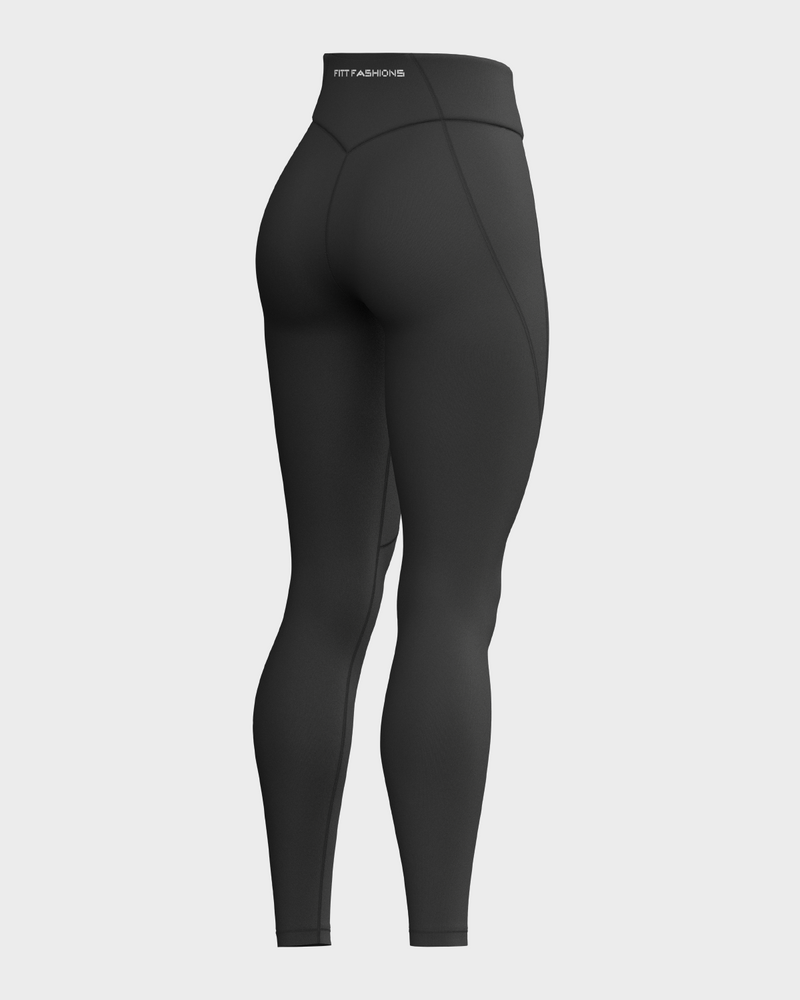 Ladies High Waisted Leggings - Black